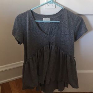 Anthropologie grey babydoll tee